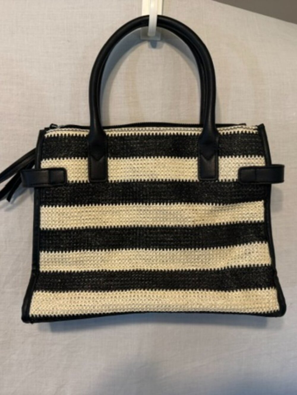 Black and white knitted purse